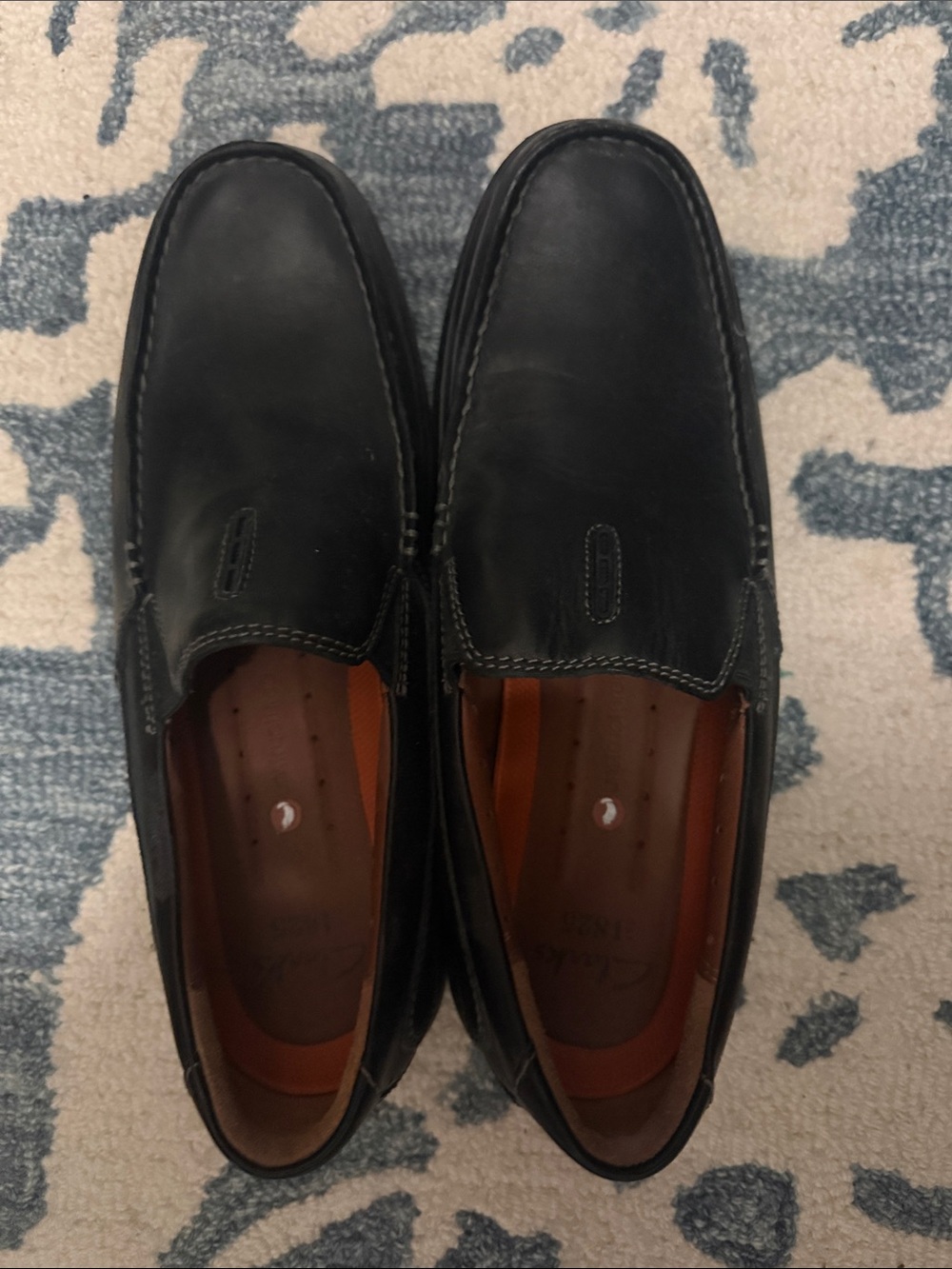 Men's Black Leather Slip-On Clark Dress Loafers